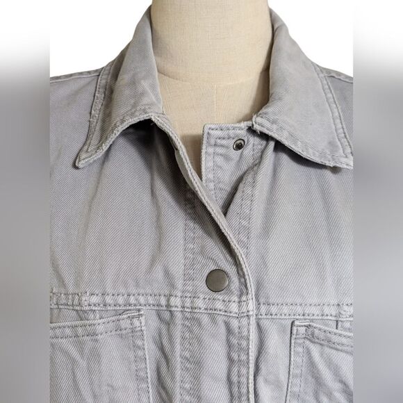 Zara Gray Distressed Denim Oversized Vest - Picture 2 of 5